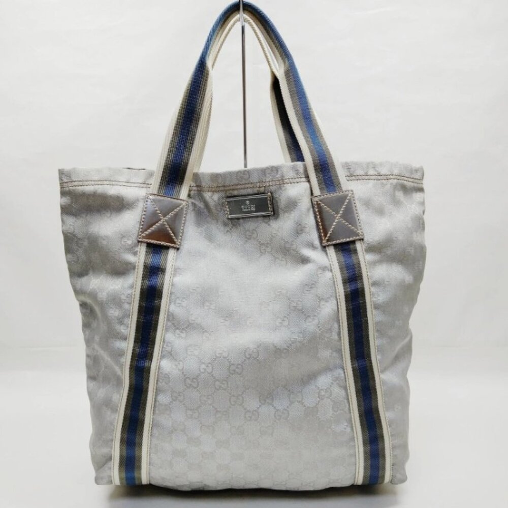 GUCCI Medium GG Canvas Web Vertical Tote